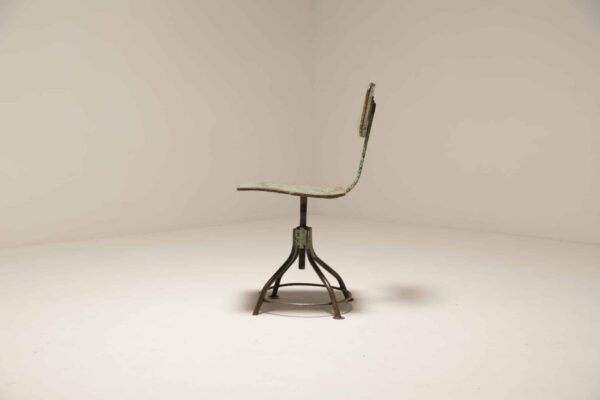 Vintage Rustic Green Painted Industrial Chair