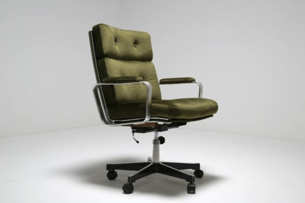 Green Velvet Office Chair by Karl Erik Ekselius 6