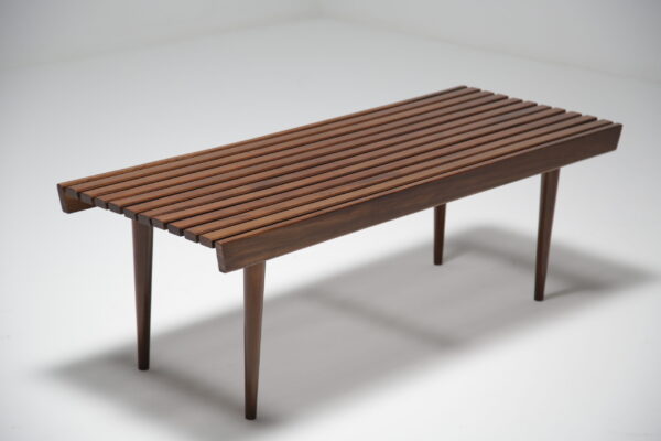 Walnut slatted bench 2