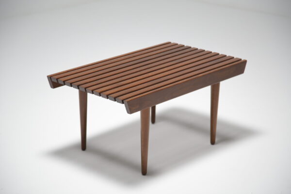 Small walnut slatted bench 3
