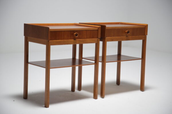 Teak and Oak bedside tables. 1