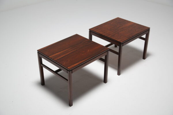 Pair of square rosewood side tables 3