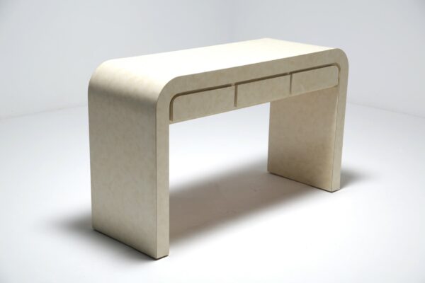 Mid Century Waterfall Console Table with drawers 2
