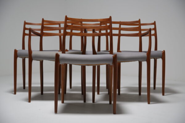 Vintage Set of 6 Model 62 & 78 Teak Dining Chairs by Niels Otto Moller 3