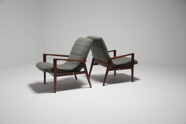 Pair of Green Boucle Scooped Armchairs, Sweden, 1960s.
