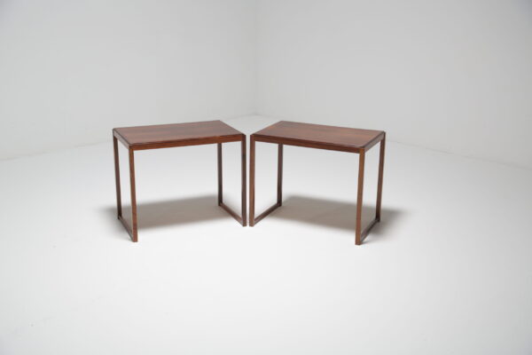 Vintage Pair of Danish Rosewood Minimalist Side Tables 1