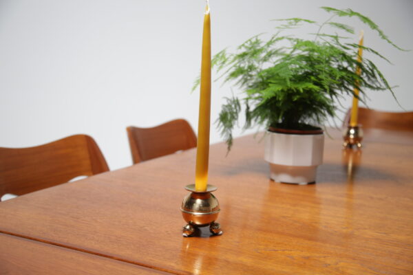 Vintage Pair of Decorative Swedish Brass Candleholders 1