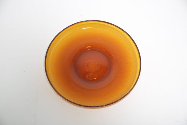 Erik Höglund for Boda: Brutalist Amber Glass Centerpiece Platter 1