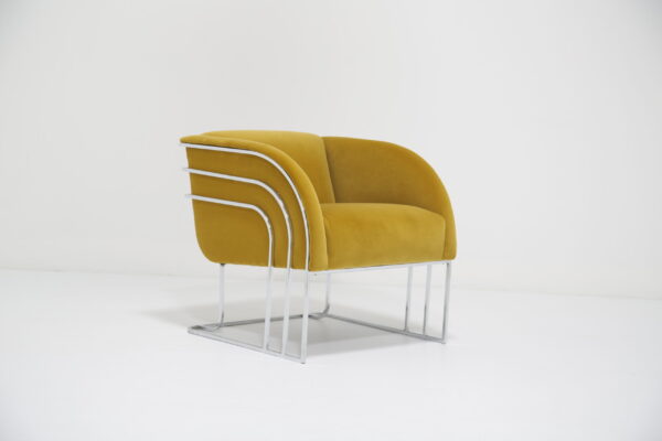Mid-Century Modern Gold Velvet Lounge Armchair by George Mergenov for Weiman/Warren Lloyd 1
