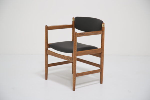 Vintage Oak and Black Leather Armchair by Børge Mogensen for Karl Andersson & Sons 1