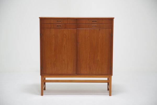 Vintage Tall Swedish Teak Linen Cabinet 1