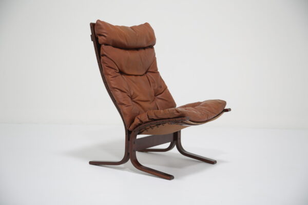 Vintage Tan Leather "Siesta" Lounge Chair by Ingmar Relling 1