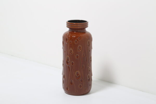 Mid Century Ceramic Floor Vase With Relief Pattern, West Germany, 1960s