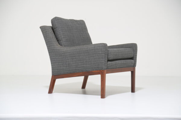 Vintage Danish Lounge Chair in Rosewood & Grey Tweed by Kai Lyngfeldt-Larsen, 1960s