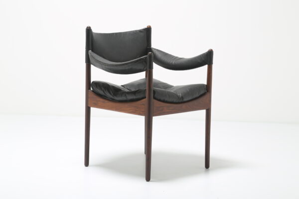 Kristian Vedel 'Modus' Rosewood & Black Leather Armchairs for Søren Willadsen, Denmark, 1960s