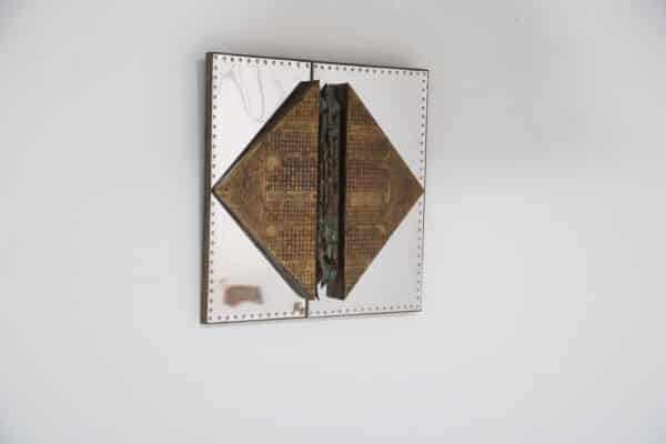 Mid-Century Modern Brutalist Mixed-Metal Mirror Sculpture by Sammy Tsui, USA, 1970s.