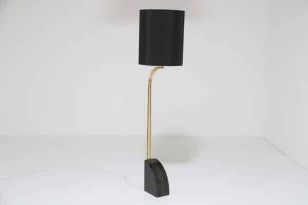 Mid-Century Modern Italian Brass & Black Marble Arch Floor Lamp, 1970s.