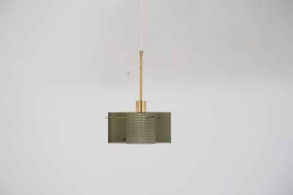 Vintage Green & Clear Glass Hexagonal Pendant Lamp by Carl Fagerlund for Orrefors, 1960s.