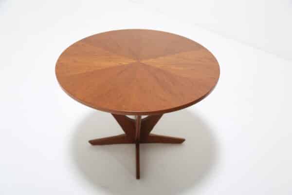 Danish Mid-Century Teak Sunburst Coffee Table by Holger Georg Jensen for Kubus, 1960s.