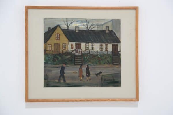 'Swedish Street Scene', gouache on board, signed Ã…ke Waldemar Larsson, 1980.