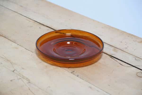Vintage Swedish Large Amber Glass Platter by Erik Höglund for Boda Glasbruk, 1960s.