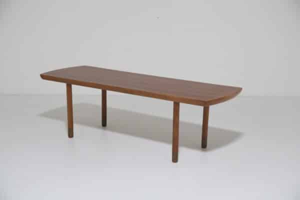 Vintage Long Danish Teak, Oak and Brass Coffee Table, 1960s.