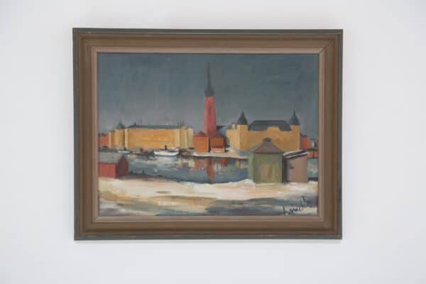 'Winter Evening', oil on board, signed Sven Linder (1919 - 2007)