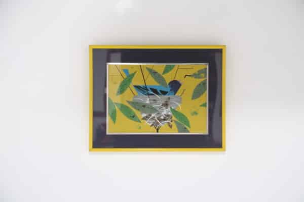 Vintage Mid-Century Modern "Indigo Bunting" Framed Art Print by Charley Harper, C. 1970s.
